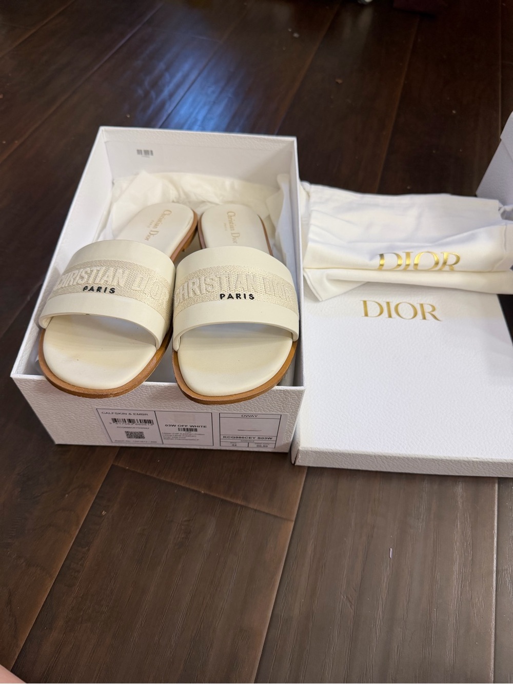 Dior White Christian Dior Paris Slide Sandals